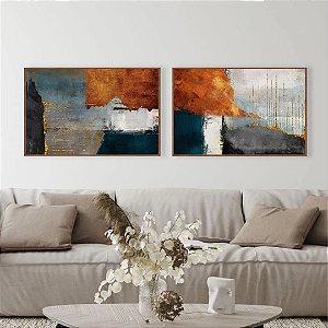 Conjunto com 2 quadros decorativos Abstrato detalhado.