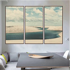 Conjunto de 3 quadros decorativos Dunas.