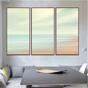 Conjunto de 3 quadros decorativos Abstrato delicado.