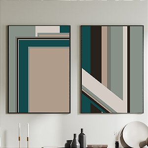 Conjunto de 2 Quadros Decorativos Geométricos.