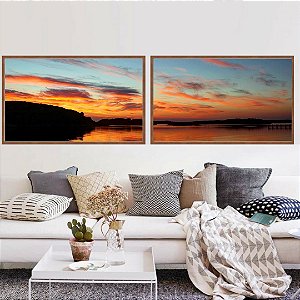 Conjunto com 2 quadros decorativos Céu final de tarde.