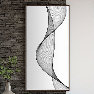 Quadro decorativo Abstrato Linhas em ondas pretas.