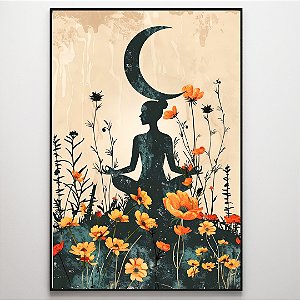 Quadro Decorativo Mulher florida e Lua.