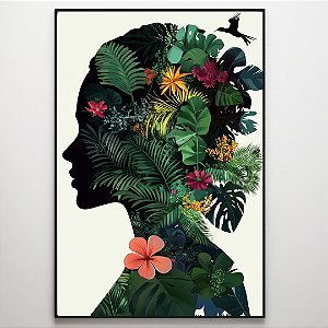 Quadro Decorativo Mulher Floral.