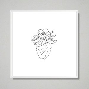 Quadro decorativo Mulher Floral em linhas.