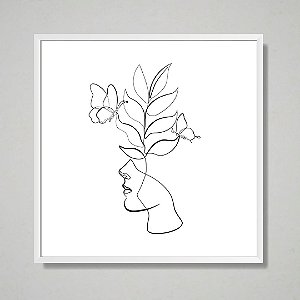 Quadro decorativo Rosto com flores em linhas.