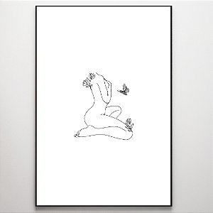 Quadro Decorativo Mulher e borboletas.