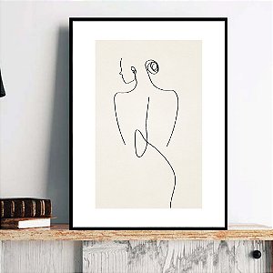 Quadro Decorativo Mulher de costas em linhas.