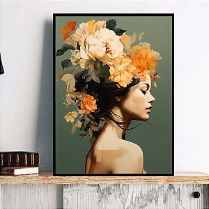Quadro Decorativo Mulher Floral.