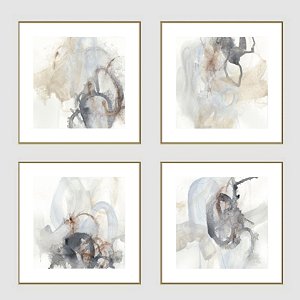 Conjunto de 4 quadros decorativos Abstrato delicado.