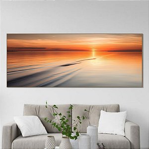 Quadro decorativo Mar e céu laranja.