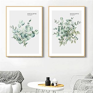 Conjunto de 2 Quadros Decorativo Eucalipto. Coleção Assinada: Paola Cury