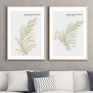 Conjunto de 2 Quadros decorativo Capim dos pampas. Coleção Assinada: Paola Cury