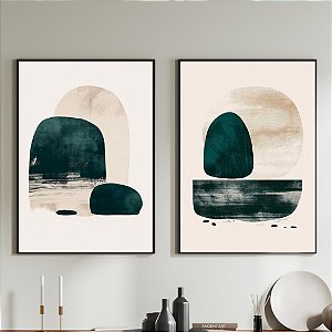 Conjunto de 2 Quadros Decorativos Abstratos. Artista: Jonathan Borba.