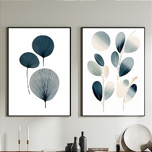 Conjunto de 2 Quadros Decorativos Abstratos Azul. Artista: Jonathan Borba.