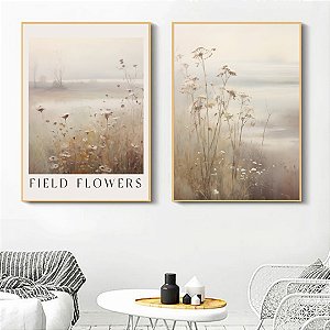 Conjunto de 2 Quadros Decorativos Floral.