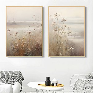 Conjunto de 2 Quadros Decorativos Floral.