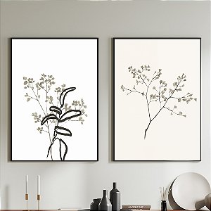 Conjunto de 2 Quadros Decorativos Floral.