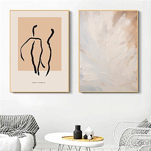 Conjunto de 2 Quadros Decorativos Abstrato e textura.