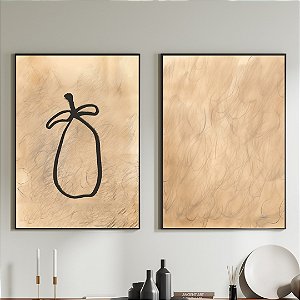 Conjunto de 2 Quadros Decorativos Fruta Abstrata.