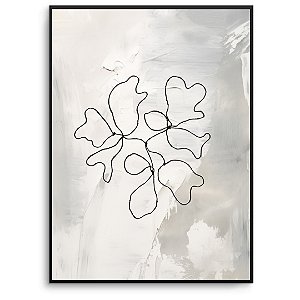 Quadro Decorativo Flor Abstrato Cinza.