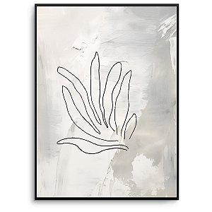 Quadro Decorativo Flor Abstrato Cinza.