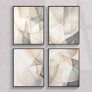 Conjunto de 4 quadros decorativos Abstratos Azul.