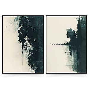 Conjunto de 2 Quadros Decorativos abstrato Verde Sublime.