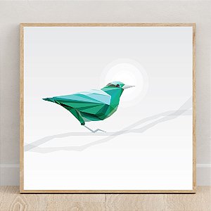 Quadro decorativo Pássaro verde.