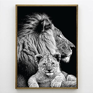 Quadro Decorativo Leão e filhote.