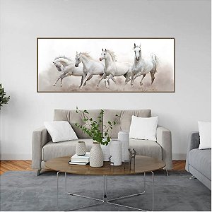 Quadro decorativo Cavalos Brancos.