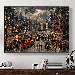 Quadro Decorativo Abstrato cidade iluminada.