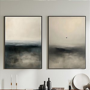 Conjunto de 2 Quadros Decorativos abstrato escuro.