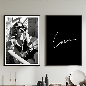 Conjunto de 2 Quadros Decorativos Figurativo preto e branco.