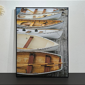 Quadro decorativo Barcos Medida 60X80cm Canvas com moldura filete preta.