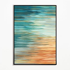 Quadro Decorativo Abstrato Azul e laranja. Coleção: Juliana Bambini