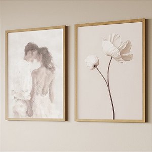 Conjunto de 2 Quadros Decorativos Romance delicado.