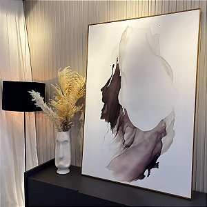 Quadro decorativo Abstrato - medida 0,85x1,25 Tela em Canvas Fineart e moldura filete freijó.