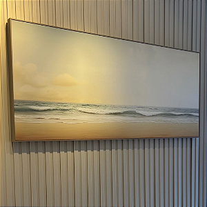 Quadro decorativo Mar medida 0,65x1,50. Tela em Canvas Fineart e moldura filete cappuccino.