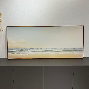 Quadro decorativo Mar medida 0,60x1,40.Tela em Canvas Fineart e moldura filete freijó.
