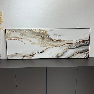 Quadro decorativo Marmorizado 0,60x1,40.Tela em Canvas Fineart e moldura filete preta.