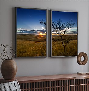 Minas Gerais - Conjunto de 2 Quadros Decorativos Paisagem natureza céu azul. Coleção Assinada: Giovanna Gogosz