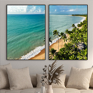 Nordeste - Conjunto de 2 Quadros Decorativos Praia e Mar. Coleção Assinada: Giovanna Gogosz
