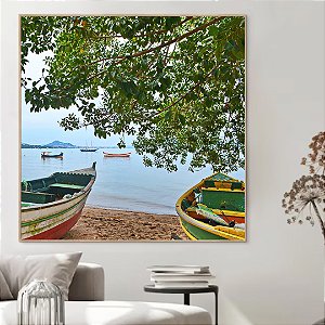 Florianópolis - Quadro Decorativo Barco Beira mar. Coleção Assinada: Giovanna Gogosz