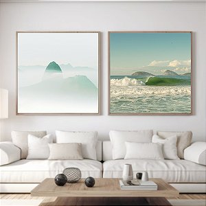 Rio de Janeiro - Conjunto de 2 Quadros Decorativso Morro e Mar. Coleção Assinada: Giovanna Gogosz