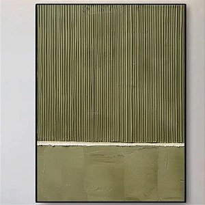 Arte com textura tons de verde - Medida 70x100 com moldura filete preta