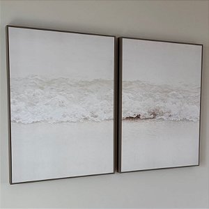 Conjunto com 2 quadros Mar Claro- medida 60x80cm cada. Impresso em Canvas com moldura filete Nude
