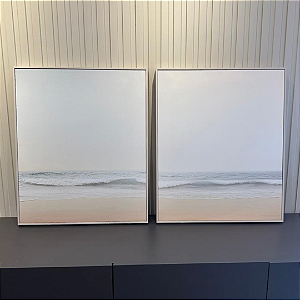 Conjunto com 2 quadros Mar - medida 60x50cm cada. Impresso em Canvas com moldura filete Nude