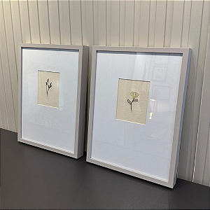 Conjunto 2 quadros Decorativo Bordado 30x40, com moldura nude, vidro incolor, paspatur.