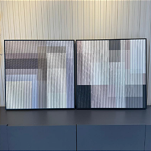 Conjunto com 2 quadros geometricos - medida 60x60cm cada. Impresso em Canvas com moldura filete preta.